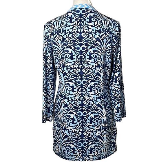 J. MCLAUGHLIN Blue Scroll Print Catalina Cloth Dress  -Size S - Picture 4 of 10